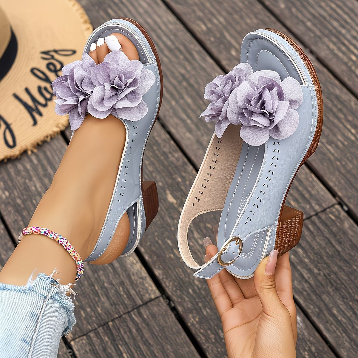 Sila - Stylish Orthopedic Floral Chunky Heels