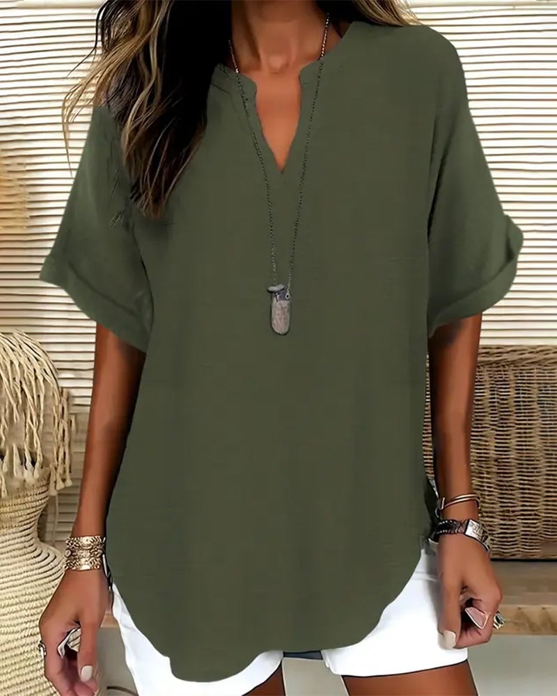 Nichole - Women's Solid-Color Casual Blouse