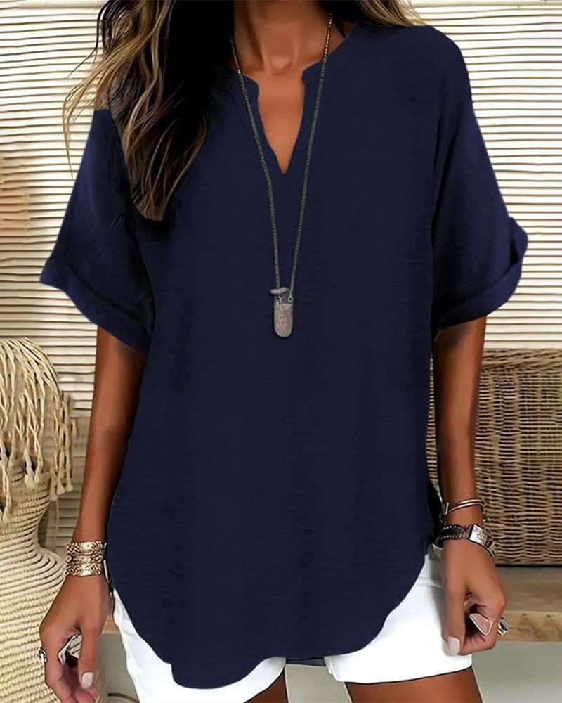 Nichole - Women's Solid-Color Casual Blouse