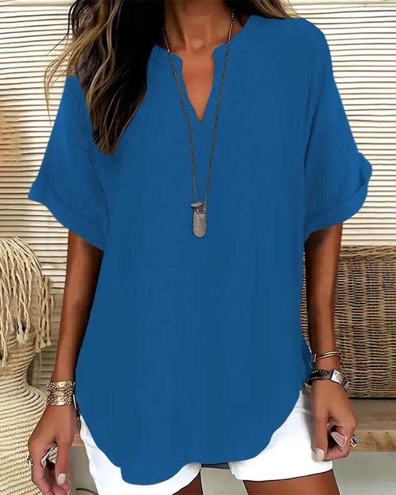 Nichole - Women's Solid-Color Casual Blouse
