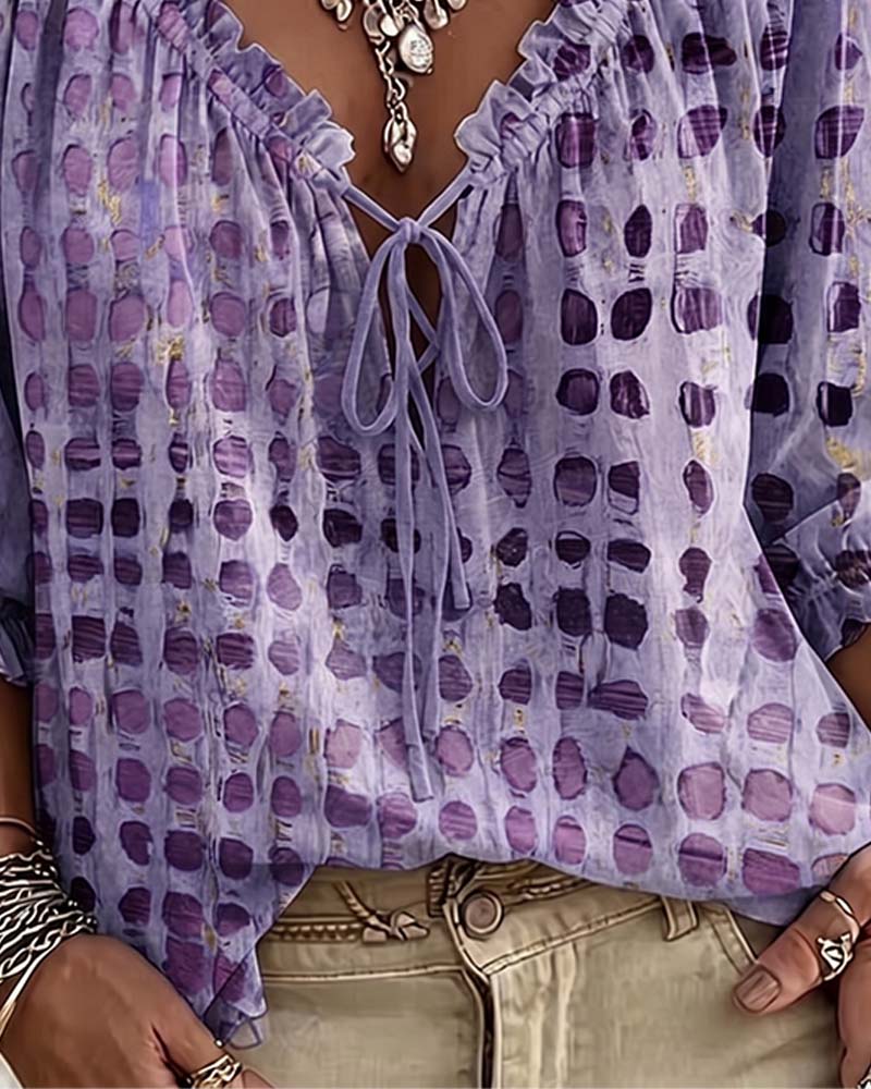 Cornelia | Blouse met stippen en veters