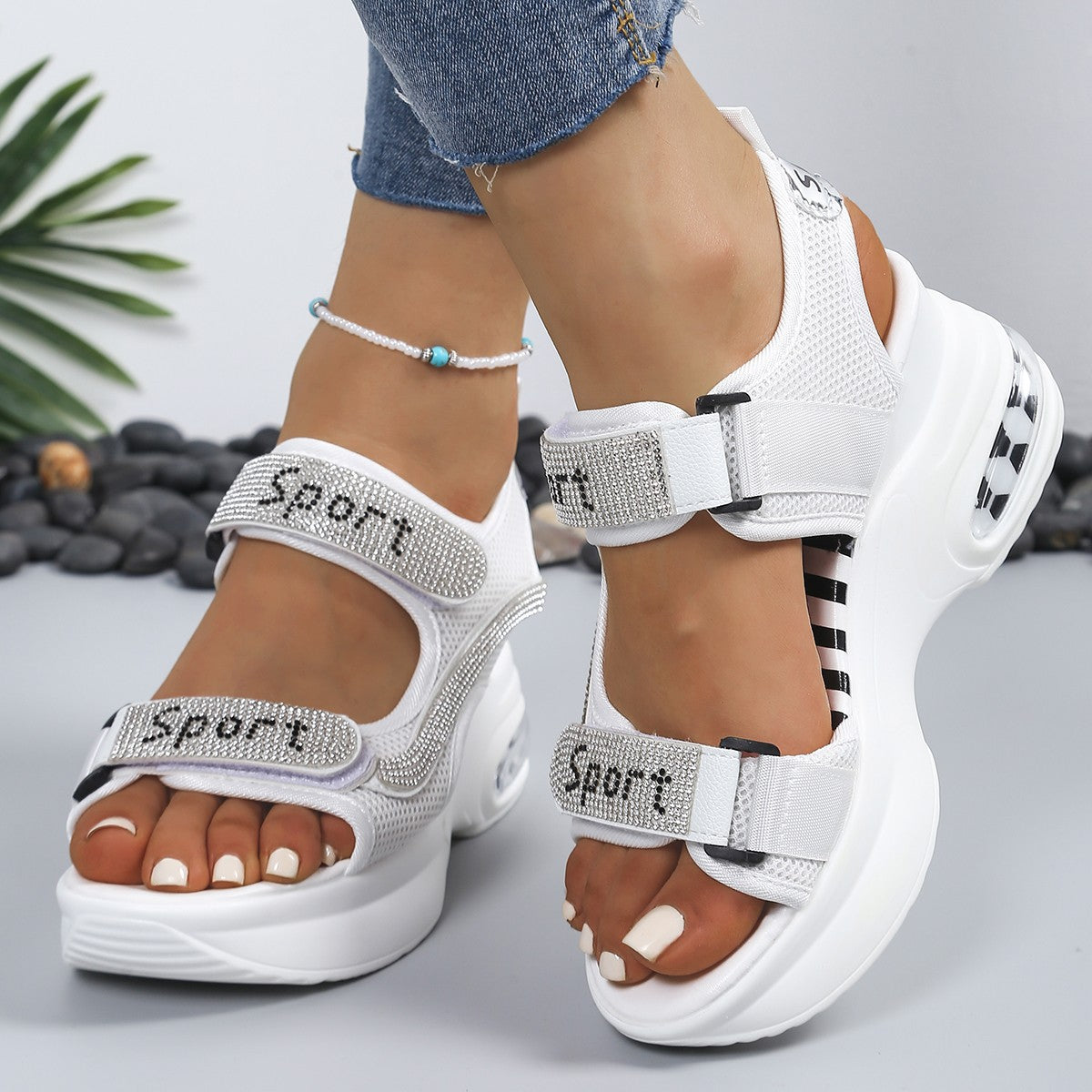 Eva - Stylish orthopedic platform sandals with crystals