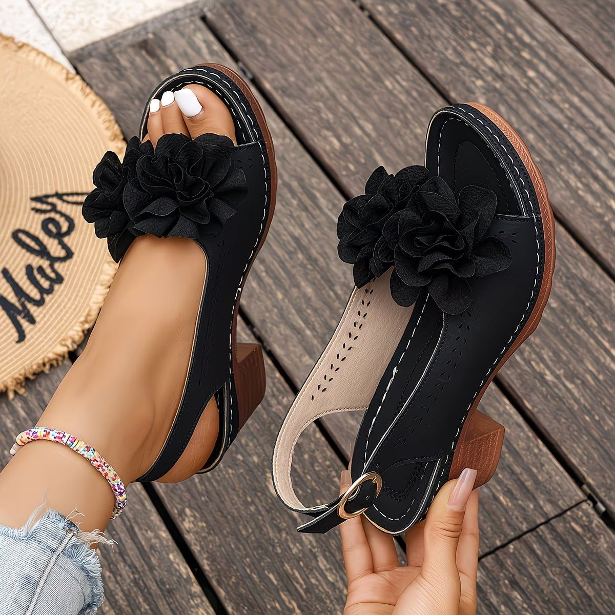Sila - Stylish Orthopedic Floral Chunky Heels