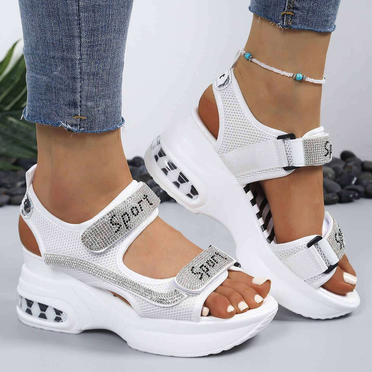 Eva - Stylish orthopedic platform sandals with crystals