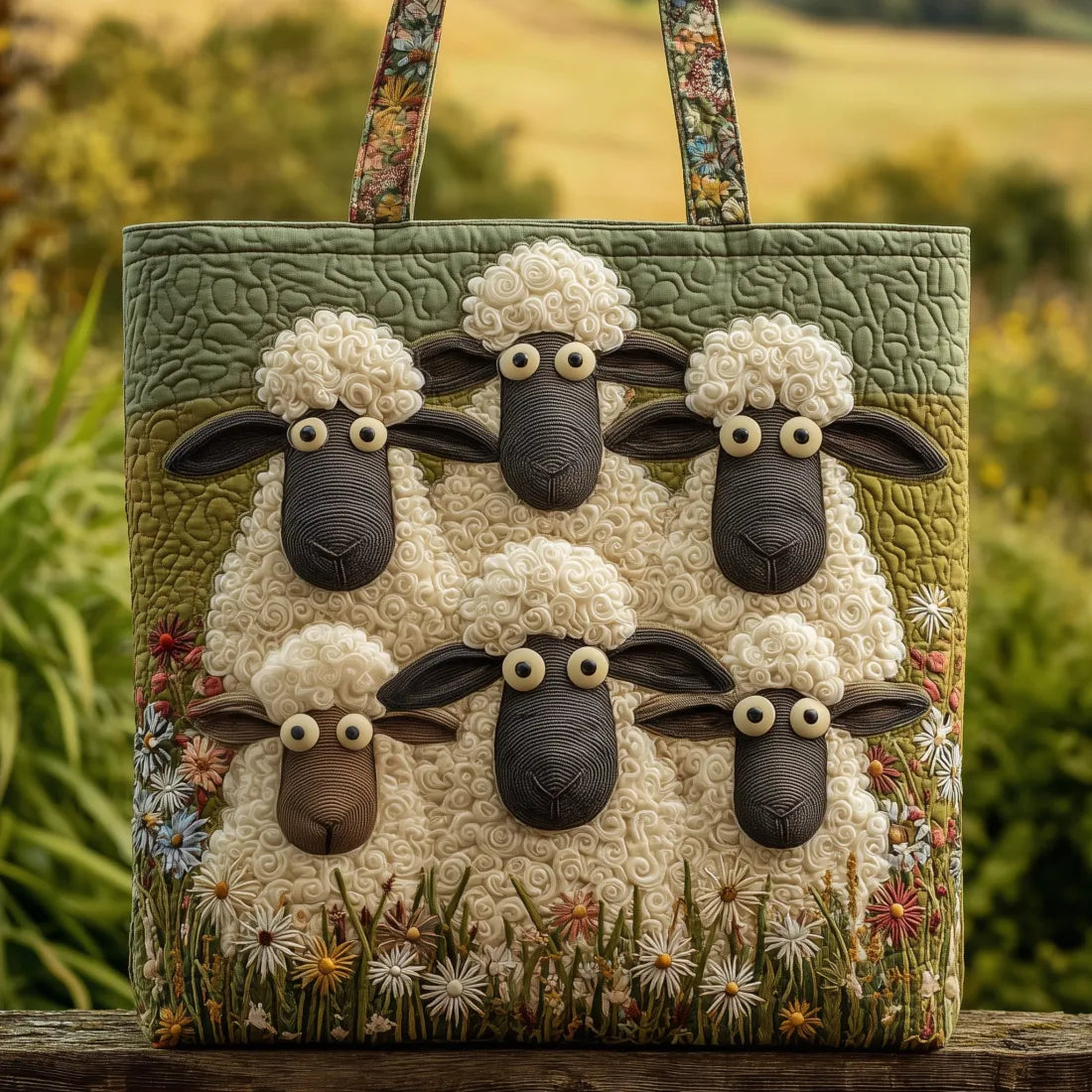 Handcrafted Bag: Five Sheep