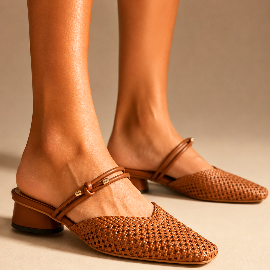 Fenna™ | Mules met geweven riem van wilgenhout