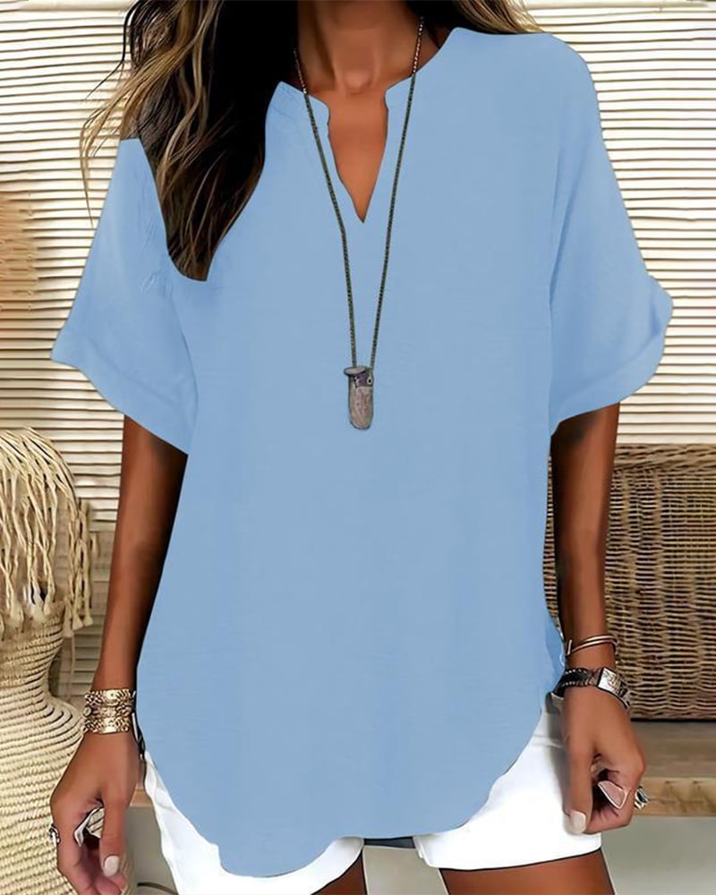 Nichole - Women's Solid-Color Casual Blouse
