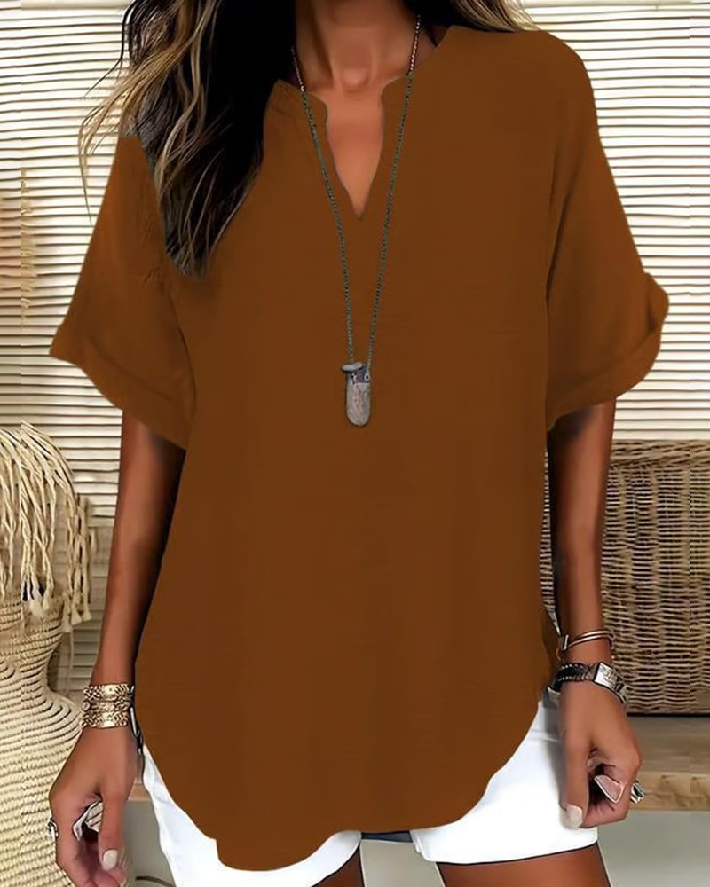 Nichole - Women's Solid-Color Casual Blouse