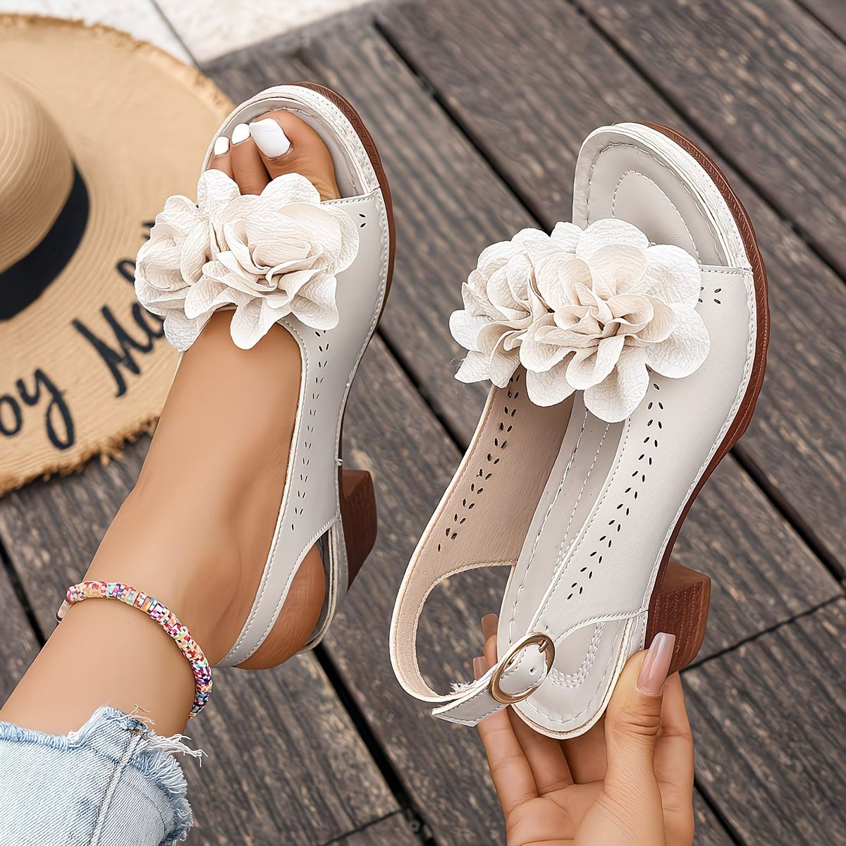 Sila - Stylish Orthopedic Floral Chunky Heels
