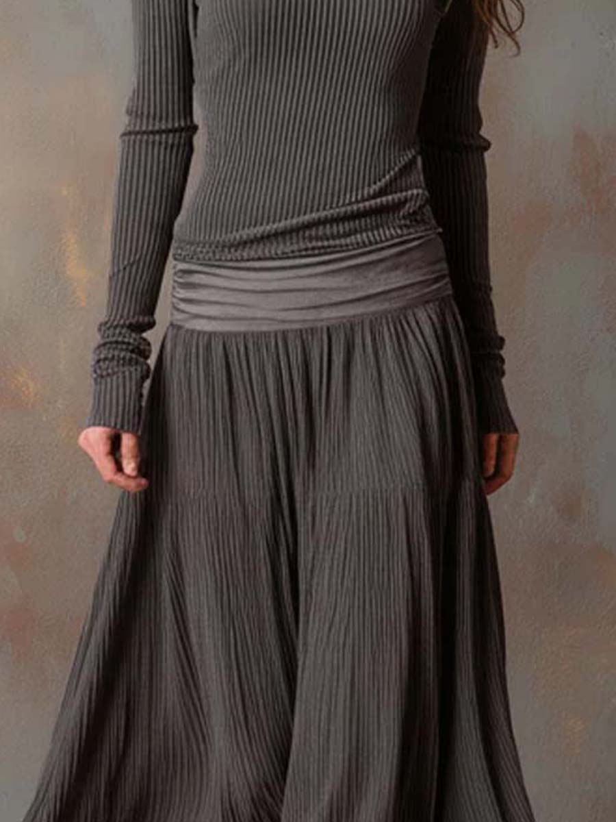Arin™ | Vintage geribbelde gebreide maxi-jurk