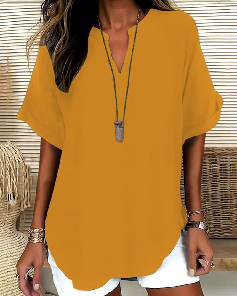 Nichole - Women's Solid-Color Casual Blouse