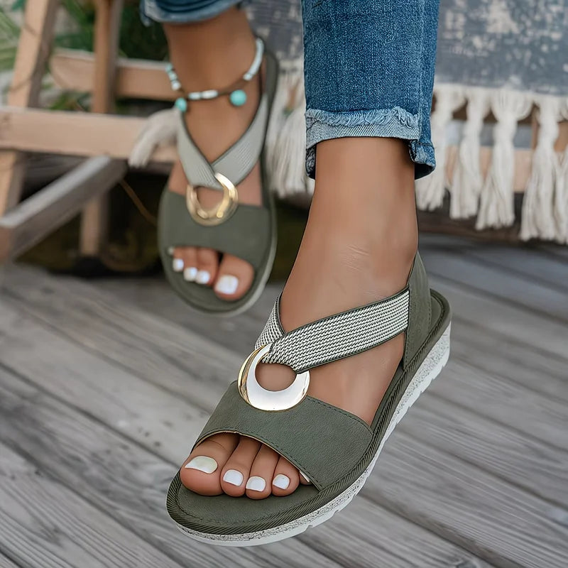 Skylar | Platte orthopedische sandalen met metalen gesp