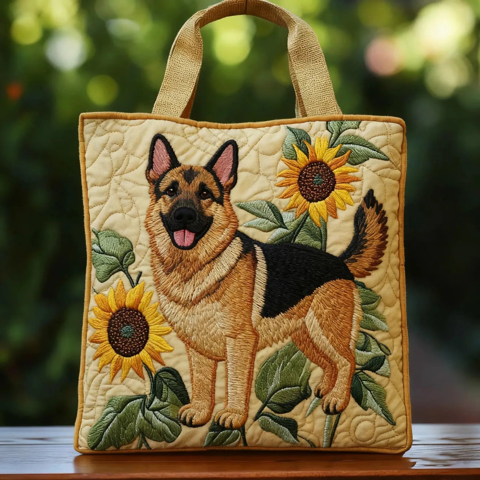 Handcrafted Floral Bag: German Shepherd