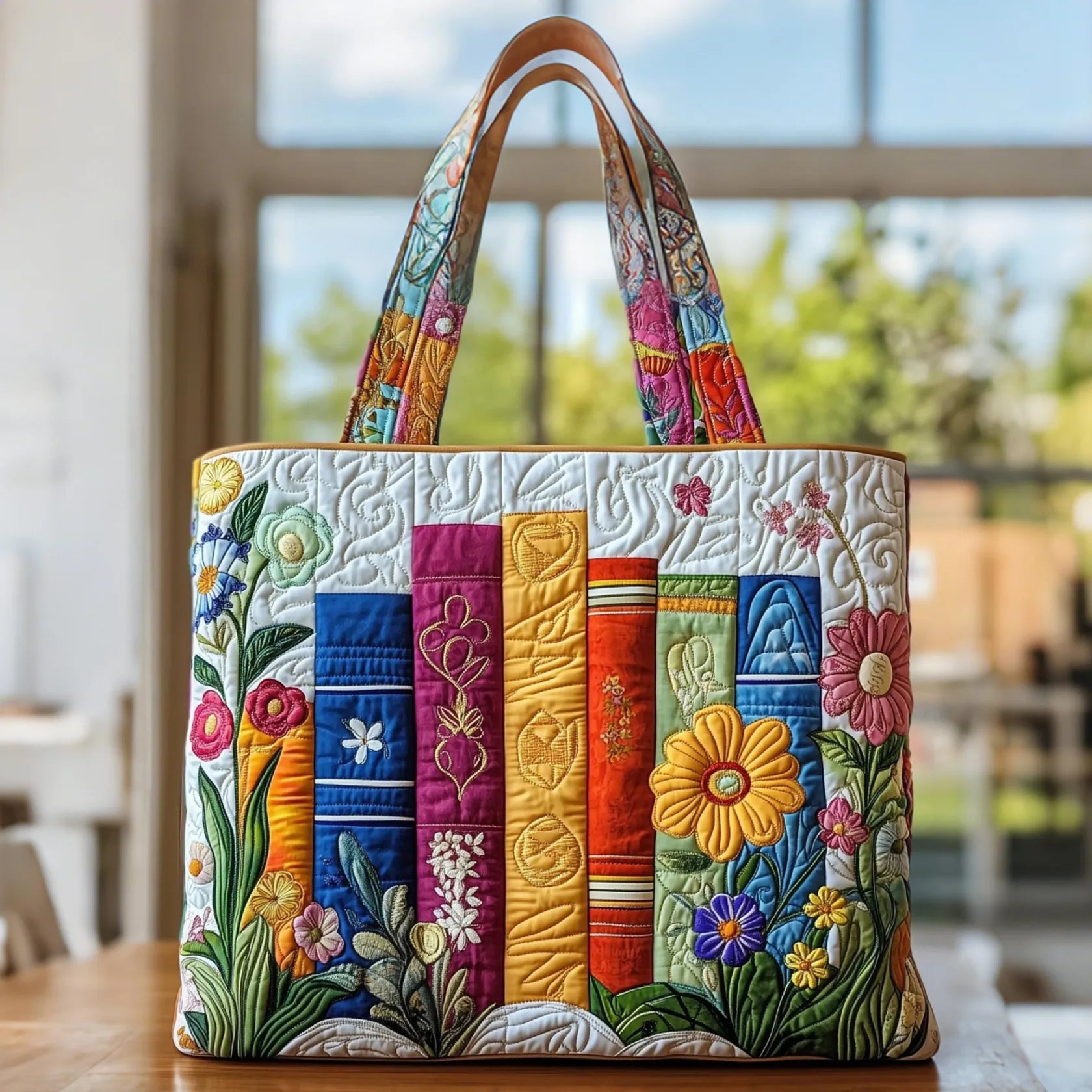 Handcrafted Flower Library Bag