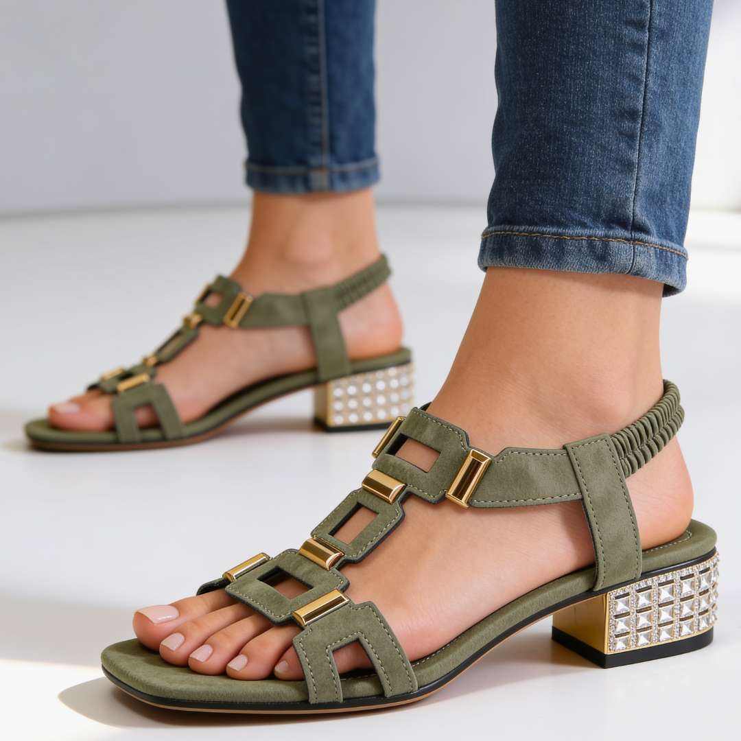 Odette | Sandalen met kristallen hak