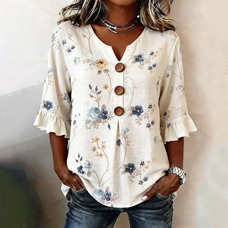 Eline | Vintage blouse met bloemenpatroon