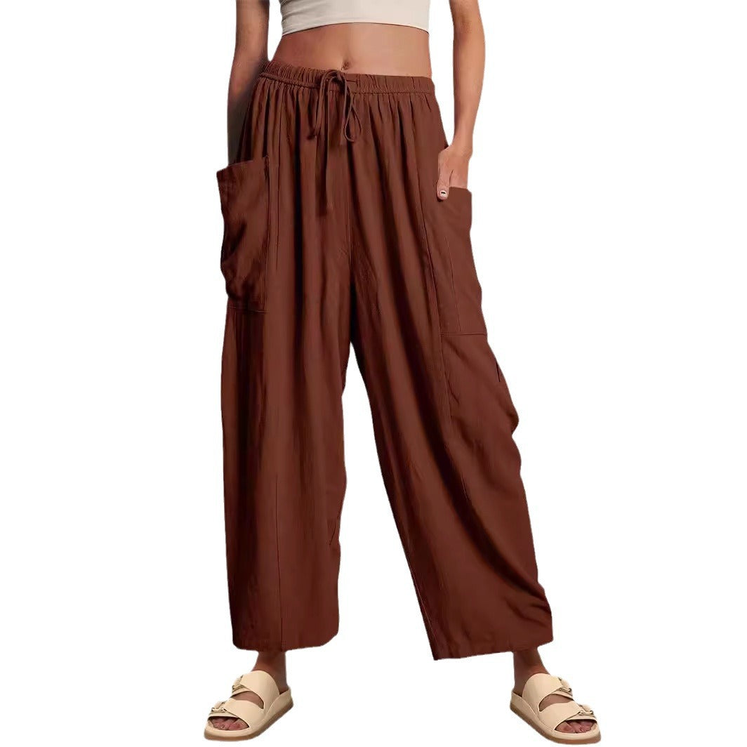 Comfortabele Loszittende Broek met Hoge Taille