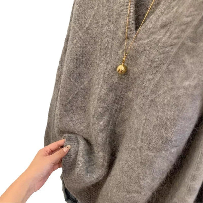 V-hals fleece trui voor dames