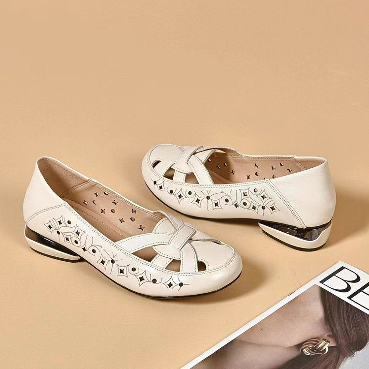 Jelena - Orthopedic round-toe sandals with a low heel