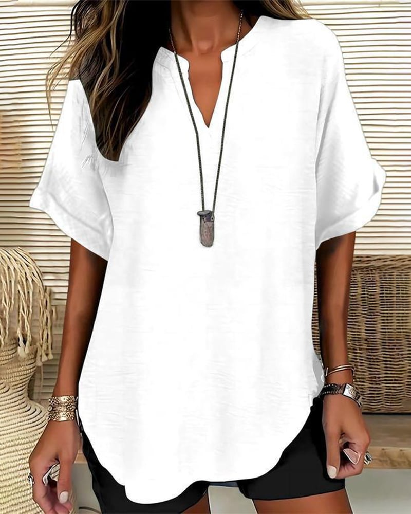 Nichole - Women's Solid-Color Casual Blouse