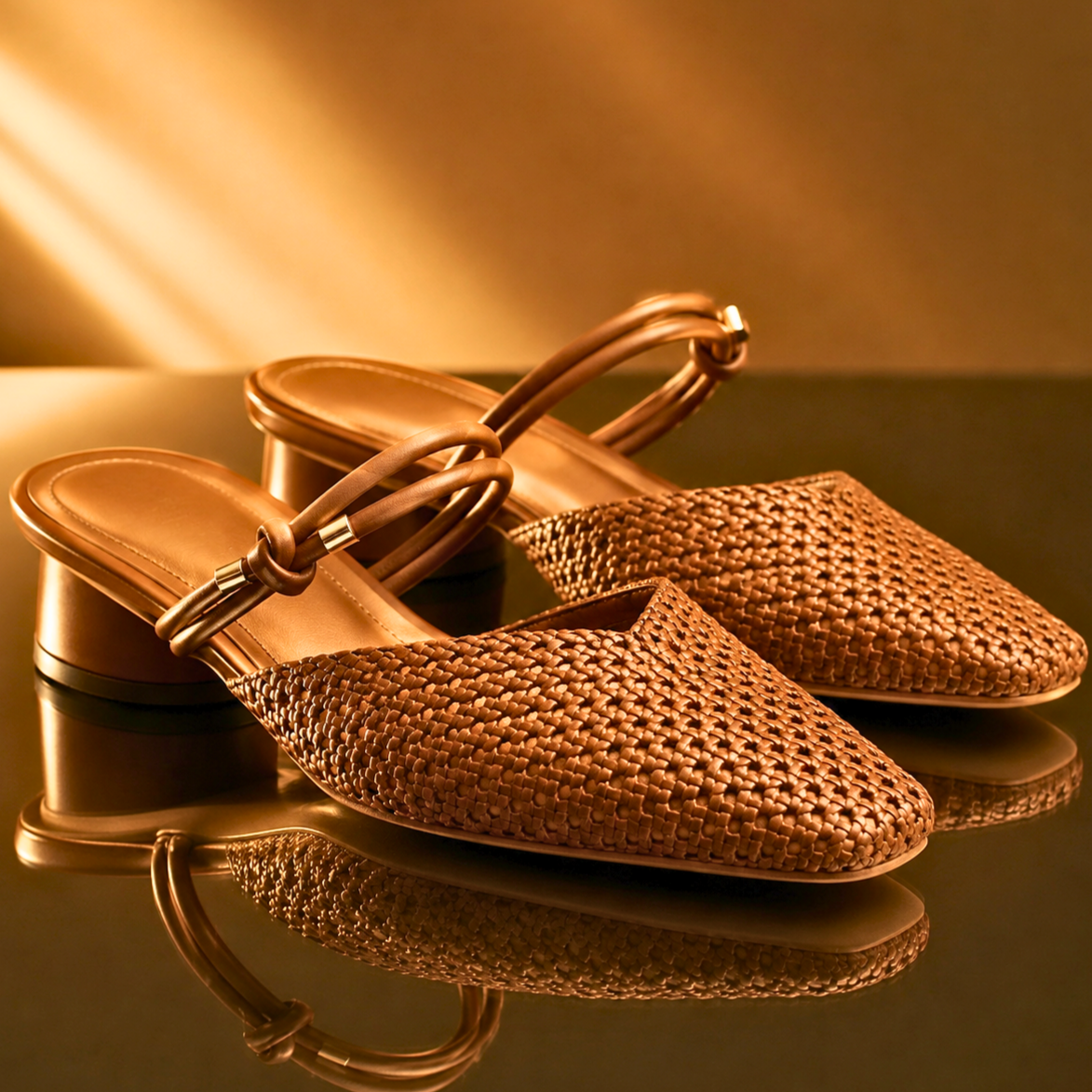 Fenna™ | Mules met geweven riem van wilgenhout