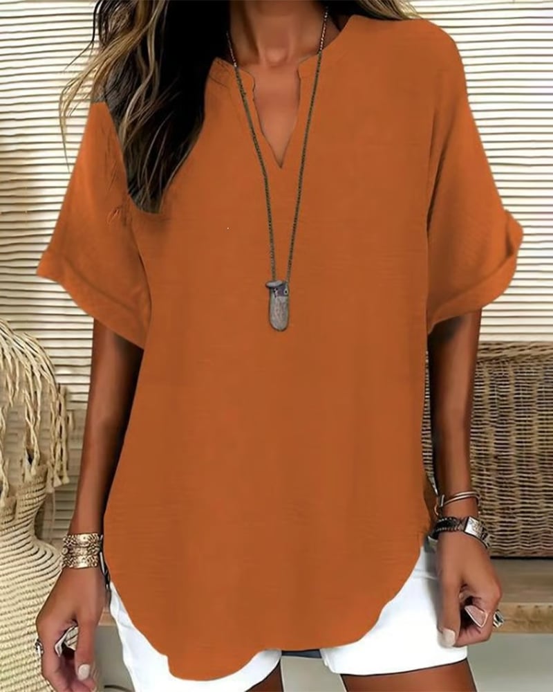 Nichole - Women's Solid-Color Casual Blouse