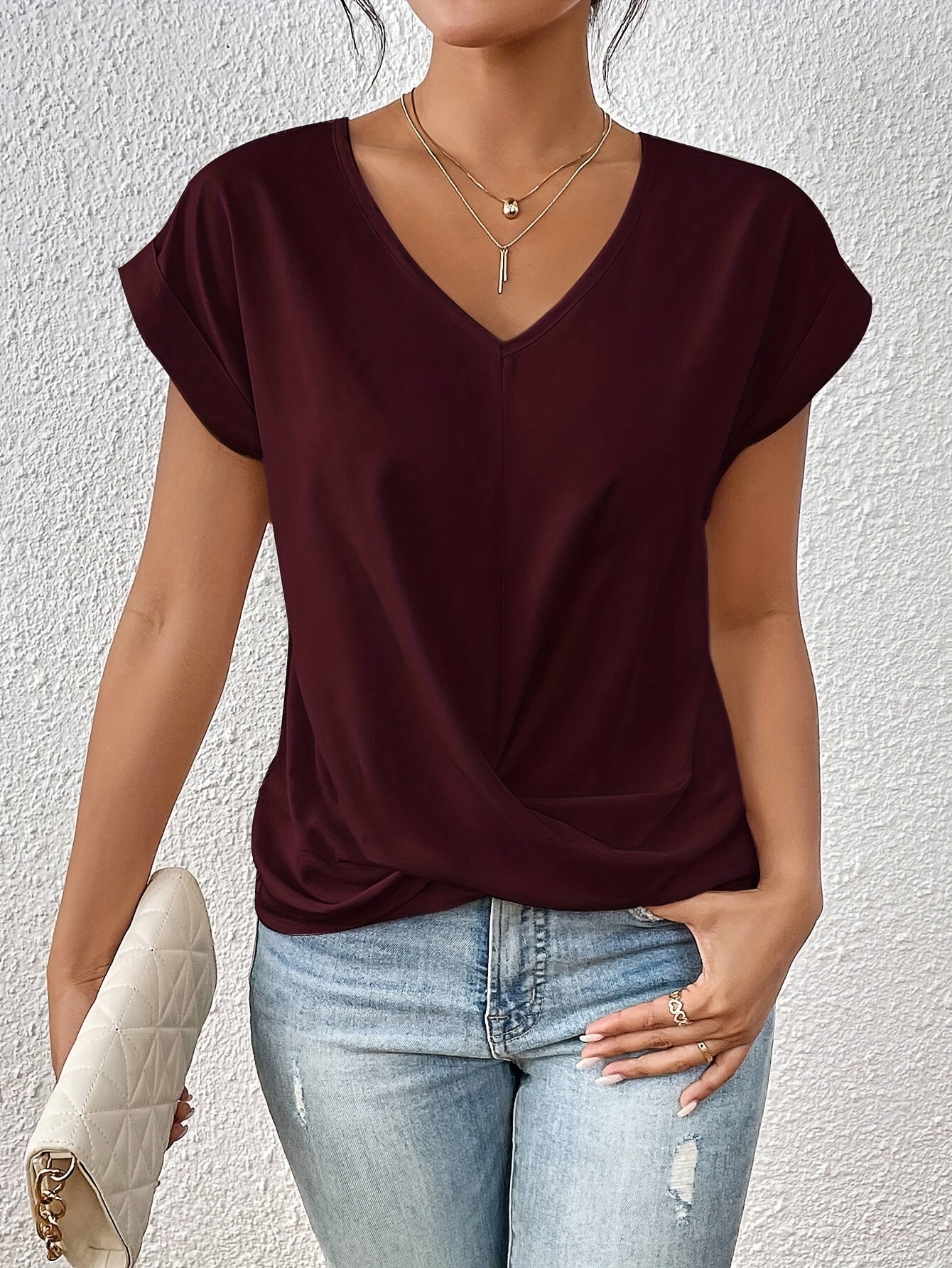 Cleo™ | Casual T-shirt met sweetheart halslijn