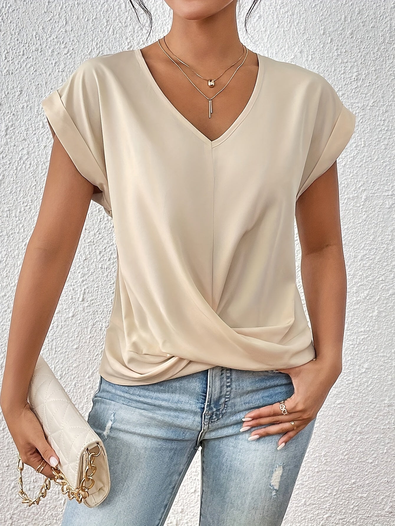Cleo™ | Casual T-shirt met sweetheart halslijn