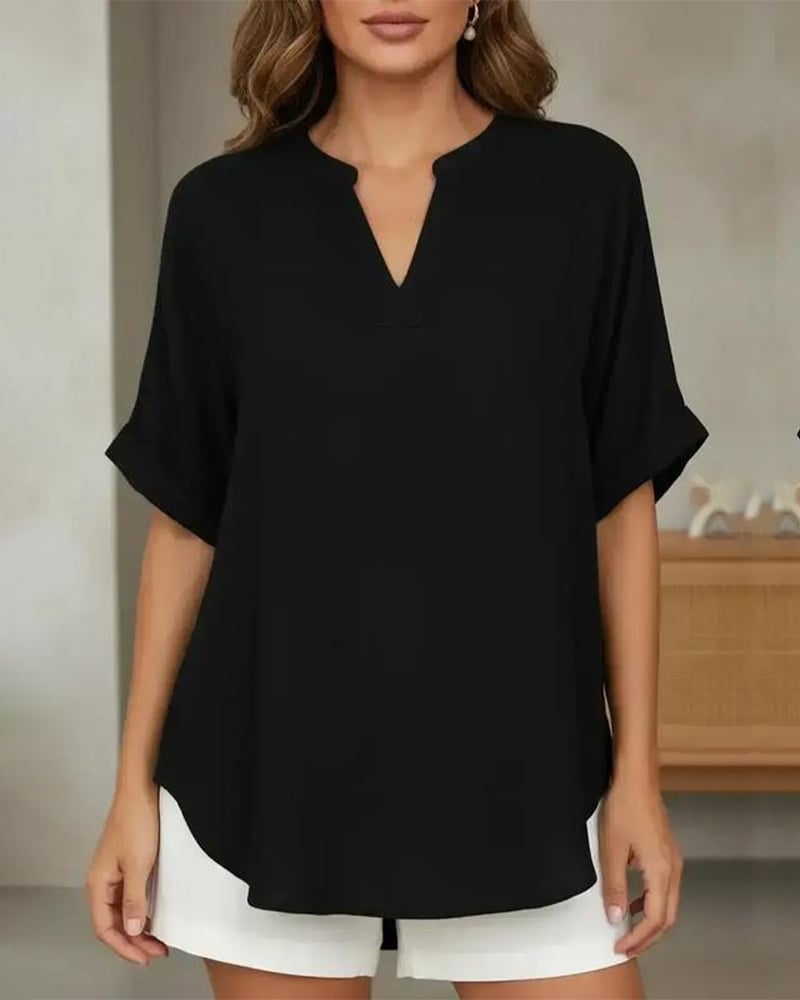 Nichole - Women's Solid-Color Casual Blouse