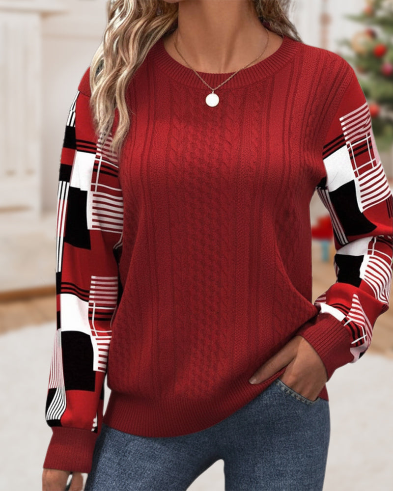 Elegant Geruit Colorblock Sweatshirt
