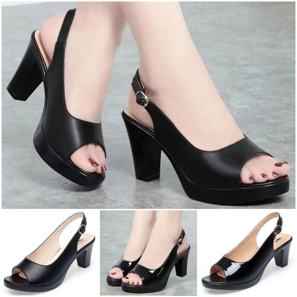 Kristin - Orthopedic, elegant high-heeled sandals with a fish-mouth design