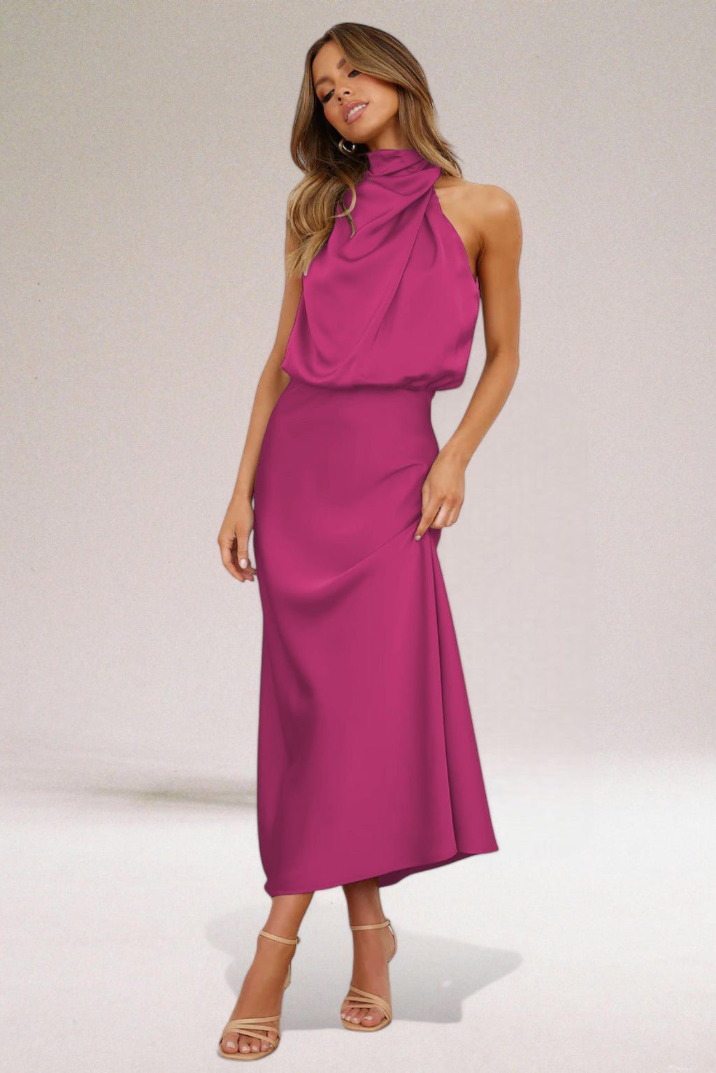 Flavia™ | Glamoureuze satijnen jurk met halter