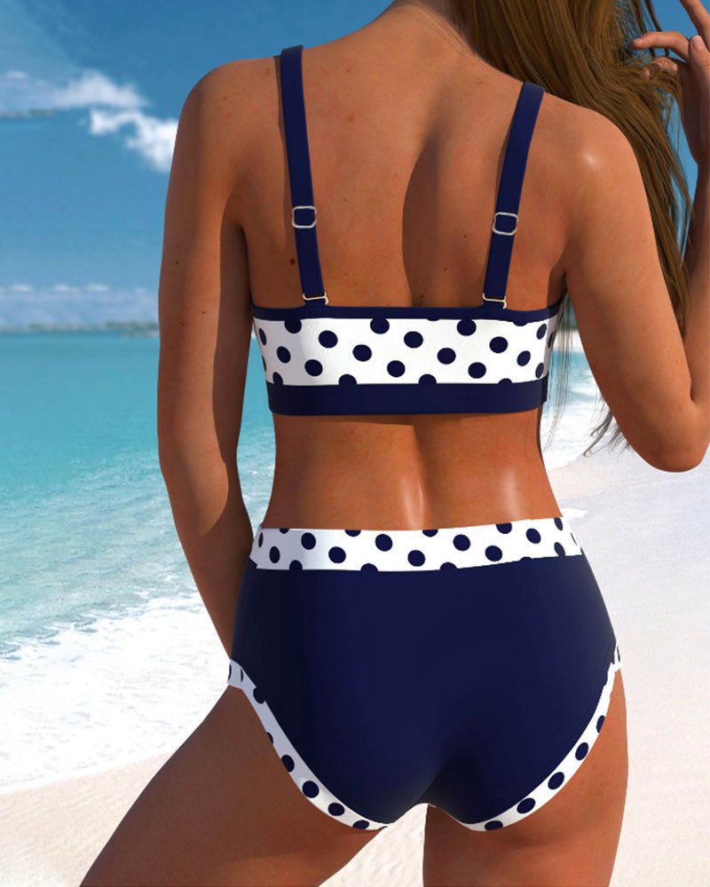 Patchwork-bikini met hoge taille