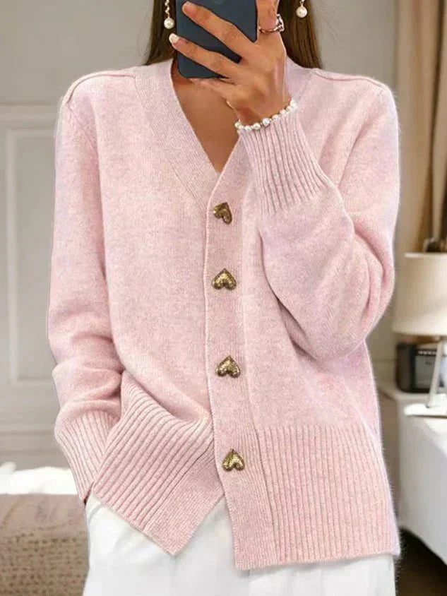 Martine | Luxe Kasjmier Vest met Hartjes Knoopsluiting