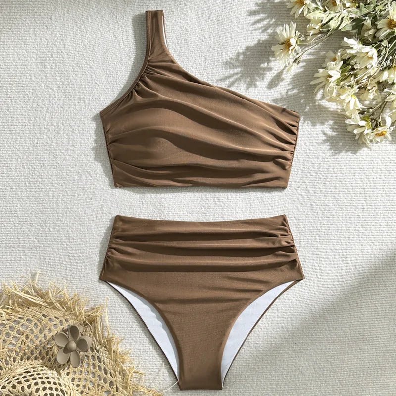 One Shoulder High Waisted Bikini Set