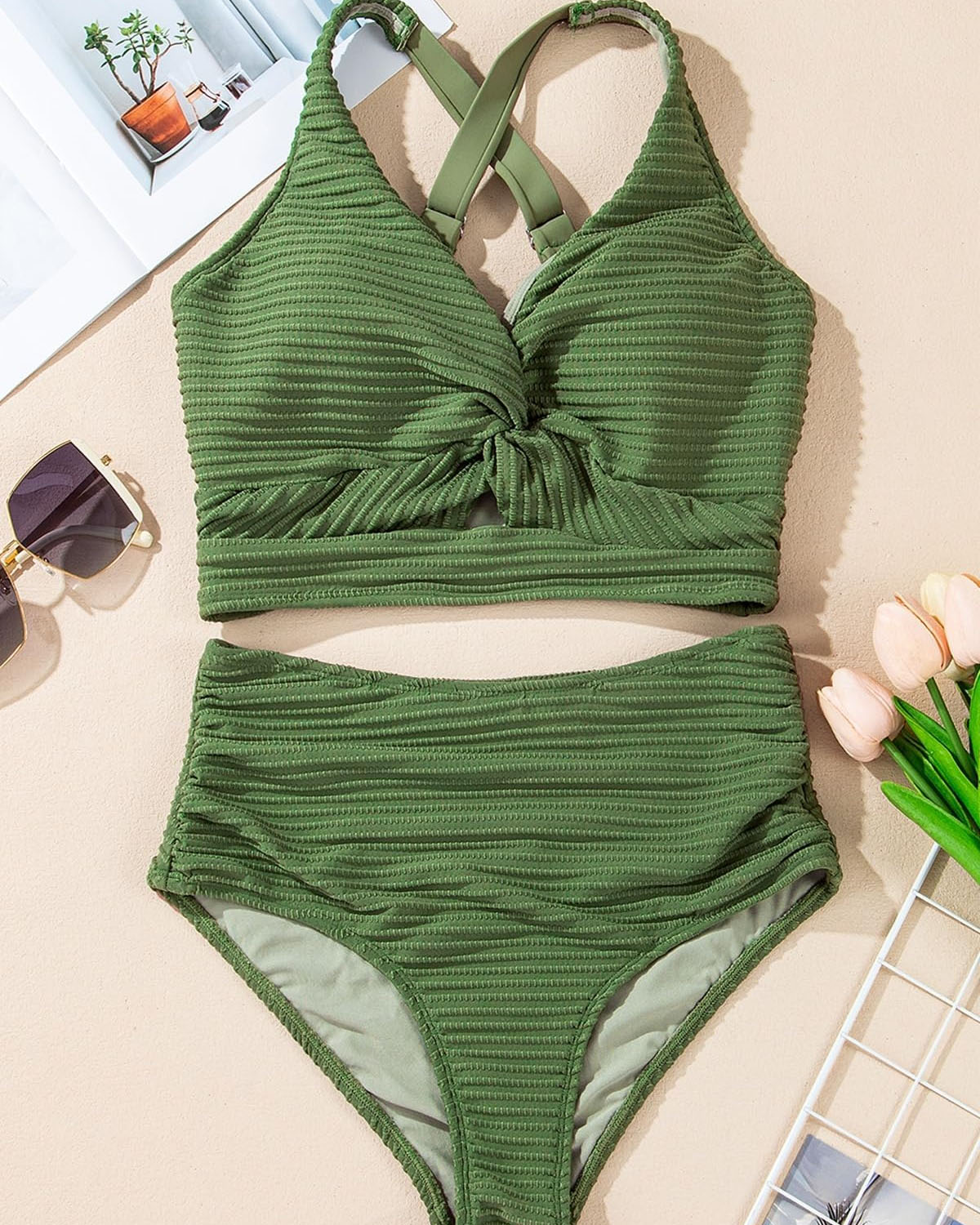Ribbed Twist Bikini Set