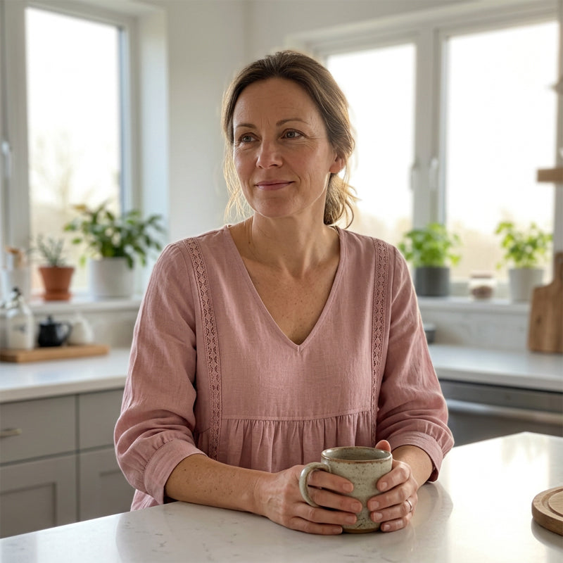 Hannah | Casual damestop met V-hals en kant