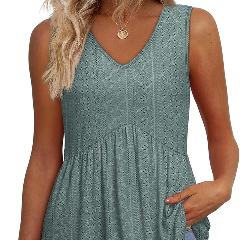 Anna | Casual mouwloze top voor dames met V-hals, volant en bloemenprint
