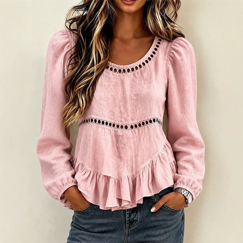 Tesa™ | Casual damesblouse met pofmouwen