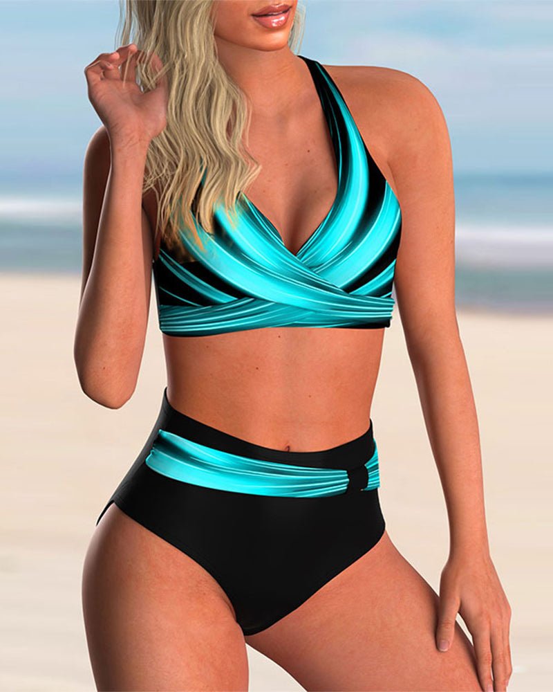 Bikiniset met kruisdetail en print