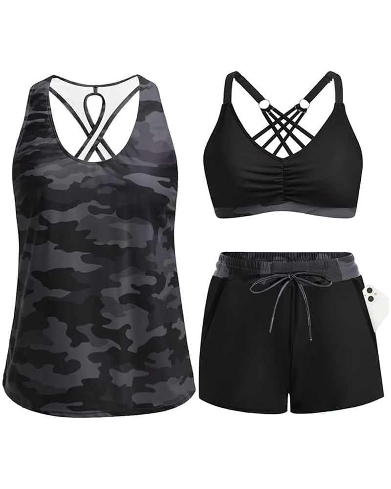 Vanessa - Omslag en crisscross mouwloze bikinitop + broek met trekkoord